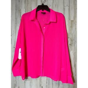 Lumiere Blouse Hot Pink Bedazzled ‎ Large - NWT
